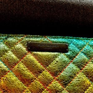 NWOT Rare Kurt Geiger Quilted Rainbow Metallic Leather Wallet